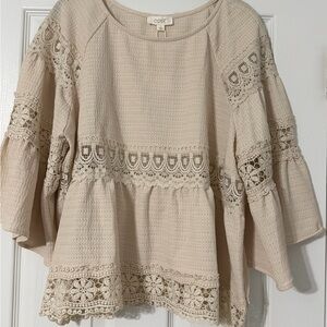 Cream Lace Women's Peplum Top